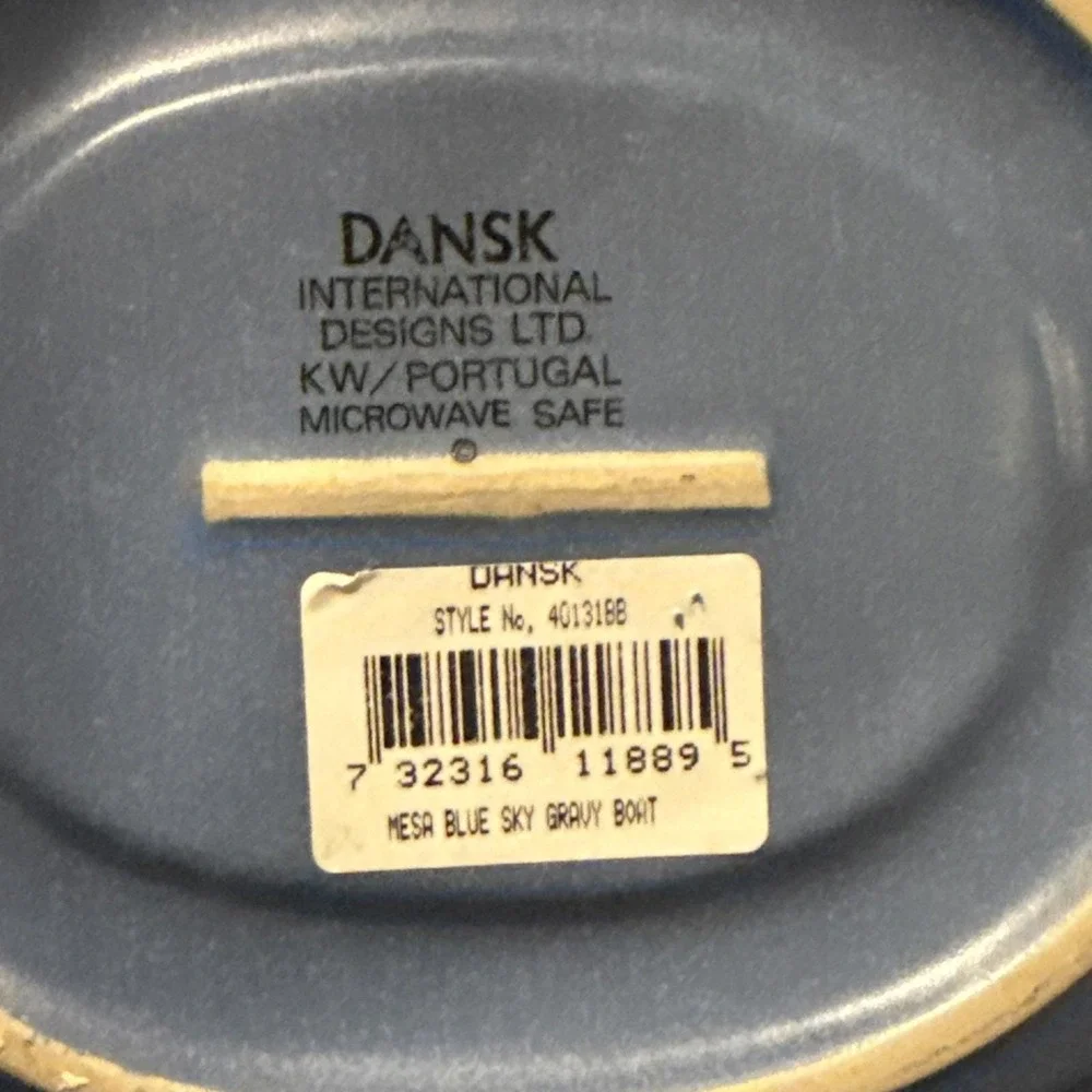 Dansk Mesa Sky Blue Stoneware‎ Gravy Boat Bowl with Under Plate Southwestern